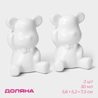 Набор для специй Доляна «Стильный мишка», 2 предмета: солонка 30 мл, перечница 30 мл, белый - Фото 1