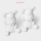 Набор для специй Доляна «Стильный мишка», 2 предмета: солонка 30 мл, перечница 30 мл, белый - Фото 2