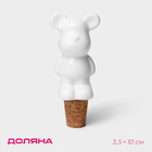 Пробка для бутылки Доляна «Стильный мишка», 3.5×3.5×10 см, белая - Фото 1