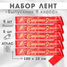 Набор лент "Выпускник 9 класс", атлас красный 3D, 5шт - фото 301866927
