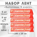 Набор лент "Выпускник 9 класс",шёлк красный фольга, 5шт - фото 321579921