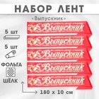 Набор лент "Выпускник", шёлк красный фольга, 5шт - фото 321629012