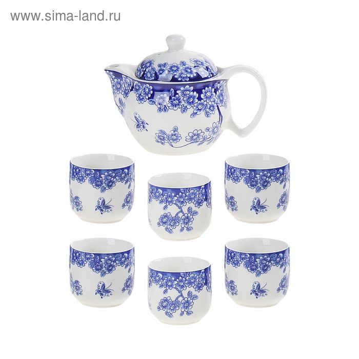 Набор для чайной церемонии 7 предметов "Ночной сад" (чайник 300 мл, чашка 70 мл) - Фото 1