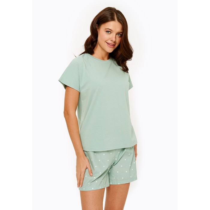 Комплект женский: футболка, шорты Valora, размер S, цвет светло-зелёный - Фото 1