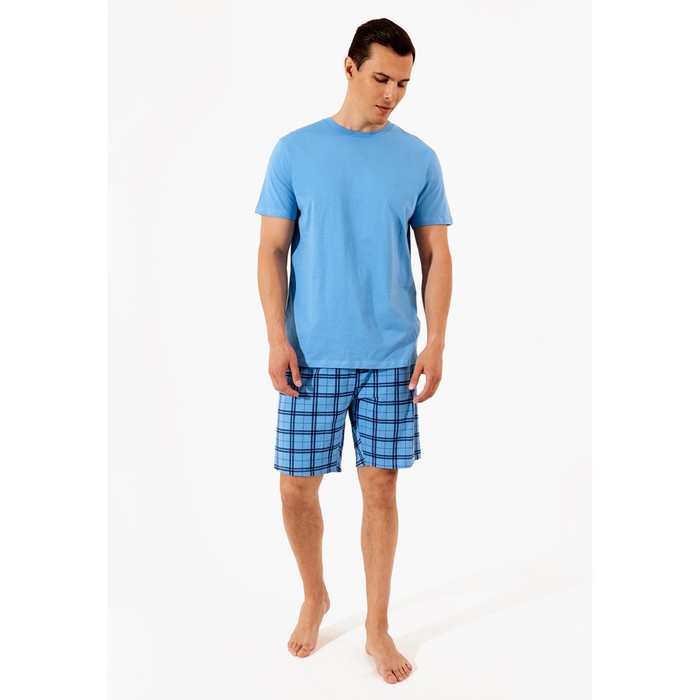 Комплект мужской: футболка, шорты, размер M, цвет синий - Фото 1