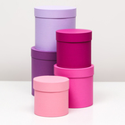 Набор шляпных коробок 5 в 1, сиреневый, 23×23-15×15 см - Фото 1