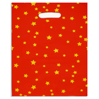 Пакет подарочный, металлизированный, "Звездочки" красный 17х25 см , 20 микрон 10шт набор - фото 301215111