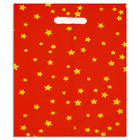 Пакет подарочный, металлизированный, "Звездочки" красный 17х25 см , 20 микрон 10шт набор - Фото 2