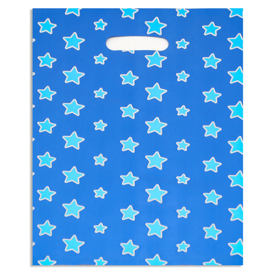 Пакет подарочный, металлизированный, "Звёзды" синий 17х25 см , 20 микрон 10 шт набор