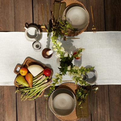 Дорожка на стол «Этель» Linen style, 40×146 см, 100% лён, белая