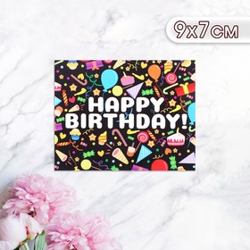 Мини-открытка "Happy Birthday!" вкусняшки, 9 х 7 см