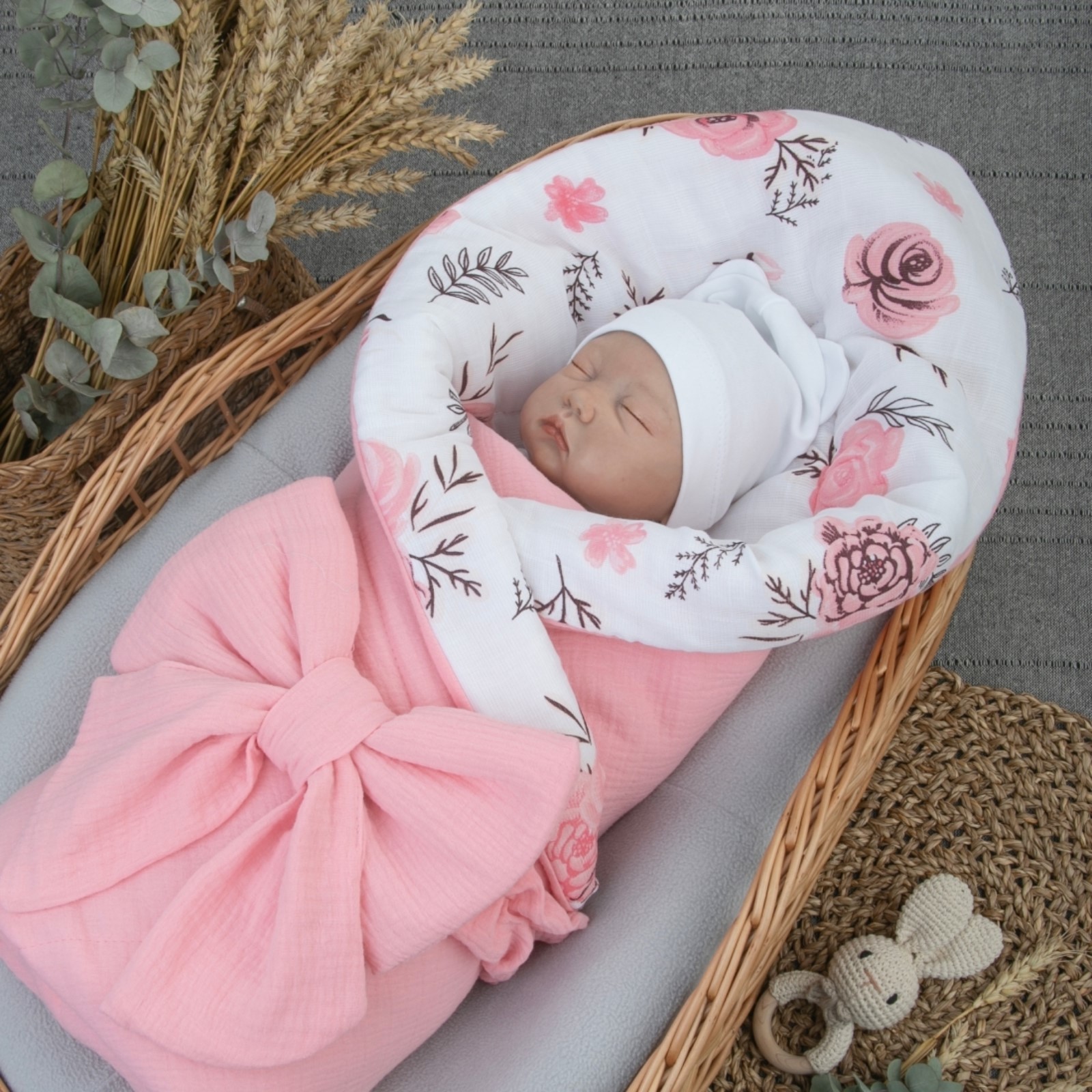 Одеяло-конверт на выписку KinDerLitto «Муслин №3», с бантом на резинке ...