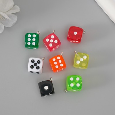Подвеска для творчества пластик «Игральные кости», 2.4×1.4×1.4 см, МИКС