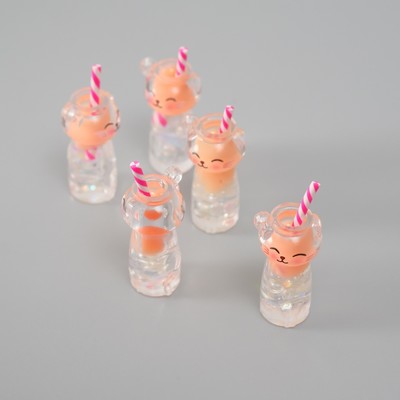 Подвеска для творчества акрил «Коктейль. Персик-кошка», светится в темноте, 3.4×1.8×1.8 см