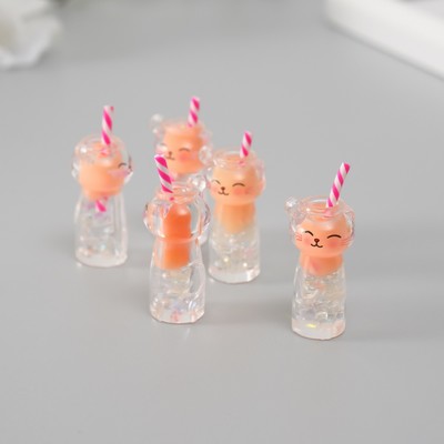 Подвеска для творчества акрил «Коктейль. Персик-кошка», светится в темноте, 3.4×1.8×1.8 см