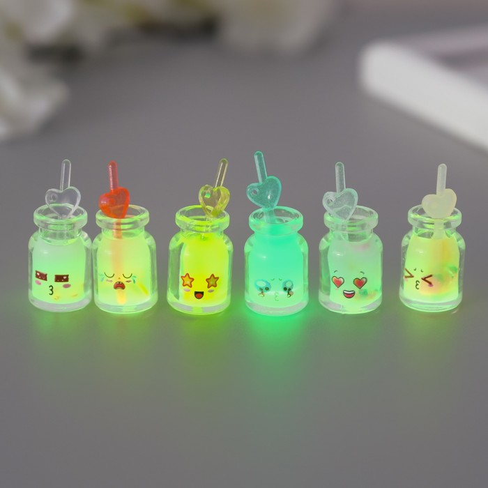 Подвеска для творчества акрил «Коктейль. Эмоции», светится в темноте, 3.5×1.5×1.5 см, МИКС