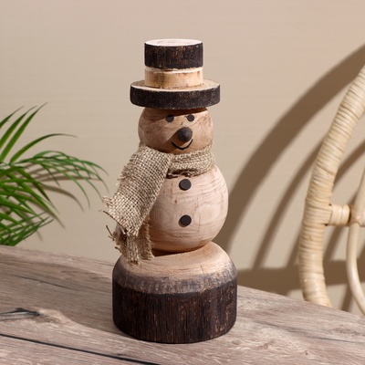 Сувенир новогодний «Снеговик», 11.5×11.5×25.5 см, манговое дерево