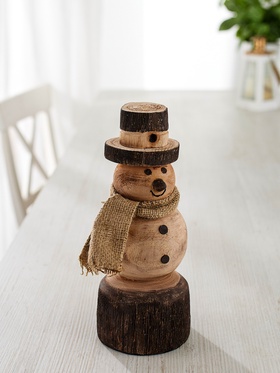 Сувенир новогодний «Снеговик», 11.5×11.5×25.5 см, манговое дерево