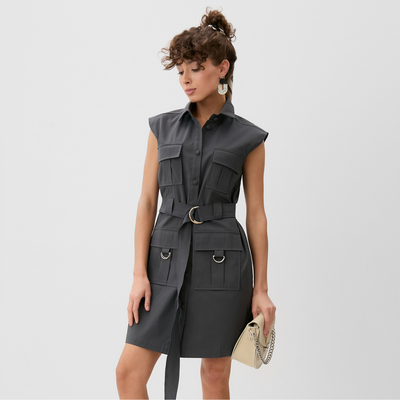 Платье мини женское MINAKU: Safari, графит, размер 46