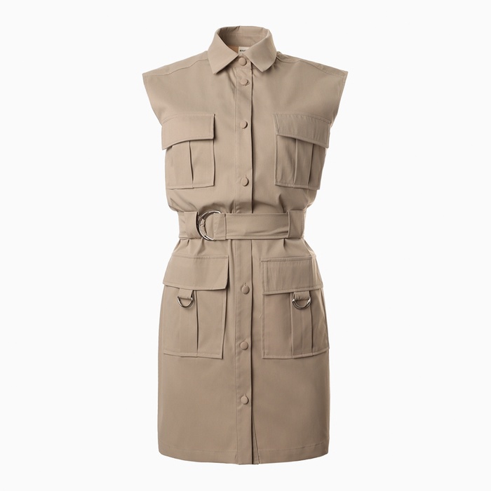 Платье мини женское MINAKU: Safari, бежевое, размер 46 10366603