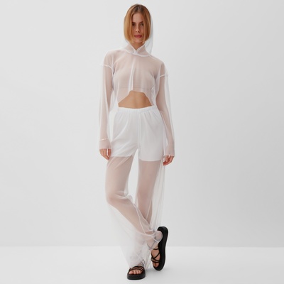 Костюм женский (лонгслив с капюшоном, брюки) MINAKU: Casual Collection, размер 46, белый