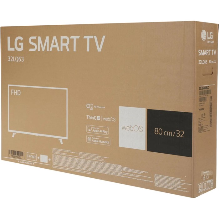 Телевизор LG 32LQ63806LC, 32", 1920x1080, DVB-/T2/C/S2,HDMI 2,USB 1, smart tv, белый - фото 51566792