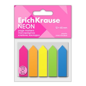 Закладки с клеевым краем пластик 12х45 мм 125л, ErichKrause, "Neon Arrows" микс