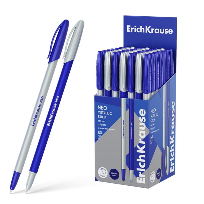 

Ручка шариковая, ErichKrause, "Neo Stick Metallic" узел 0.7 мм 2 км цвет синяя