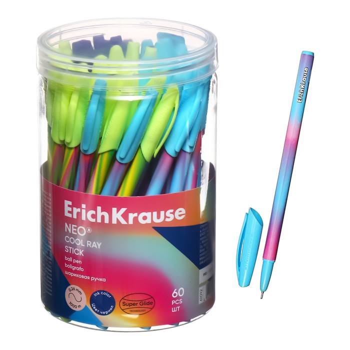 Ручка шариковая, ErichKrause, "Neo Stick Cool Ray" узел 0.7 мм цвет синяя