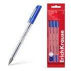 Набор ручек шариковых, 3 штуки, ErichKrause ULTRA-10 Stick Classic игольчатый узел 0.7 мм, чернила синие, прозрачный корпус - фото 26550053
