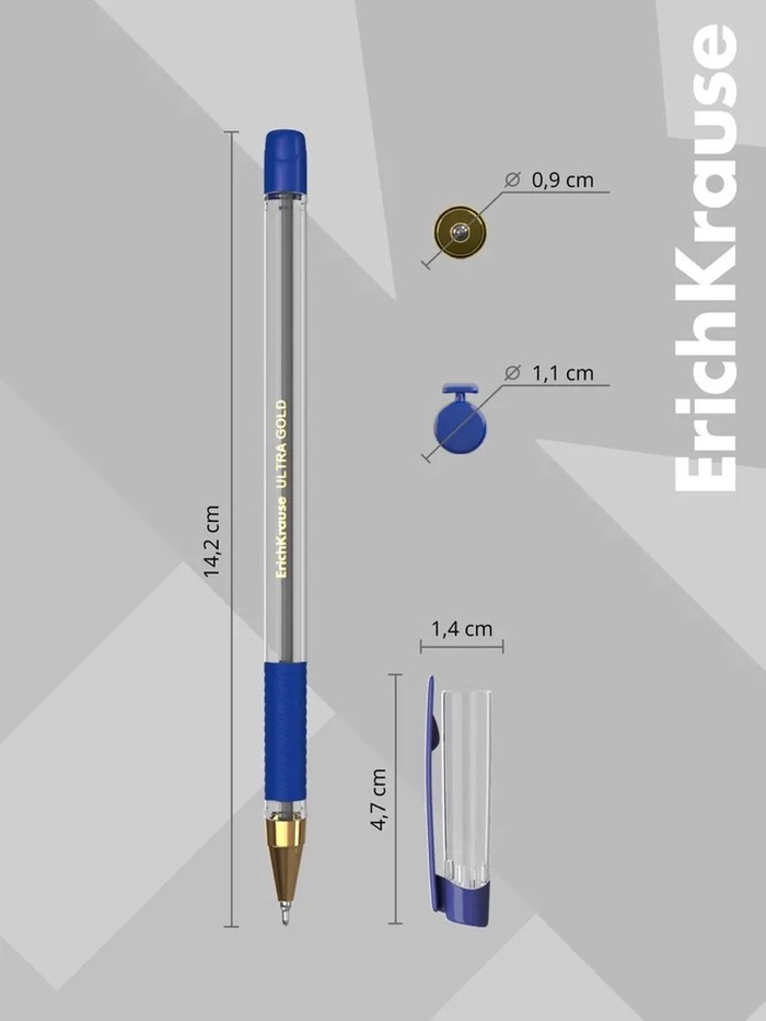 

Набор ручек шариковых 3 штуки, ErichKrause ULTRA-30 Gold Stick&Grip Classic, узел 0.7 мм, чернила синие, резиновый держатель, длина линии письма 2000 метров