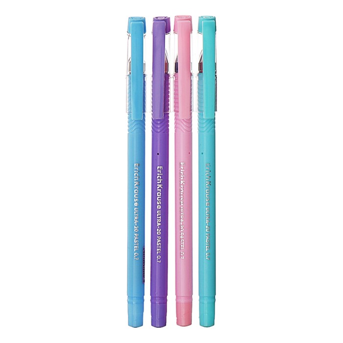Набор ручек шариковых 4 шт, ErichKrause, ULTRA-20 Stick Pastel" узел 0.7 мм цвет синяя