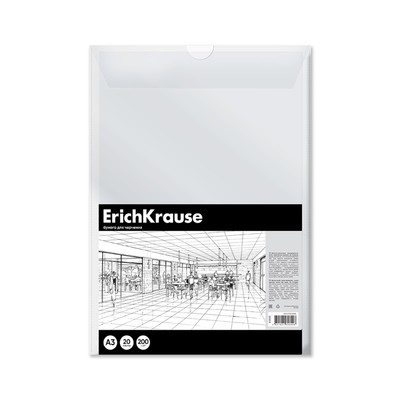 Бумага для черчения А3, 20 листов, блок 200 г/м², ErichKrause "Art", без рамки, в пластиковой папке