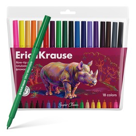 Фломастеры 18 цветов ErichKrause "Safari Ultra Washable" супер смываемые