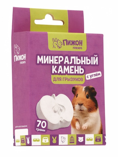 Минеральный камень для грызунов «Пижон», яблоко с углем, 70 г