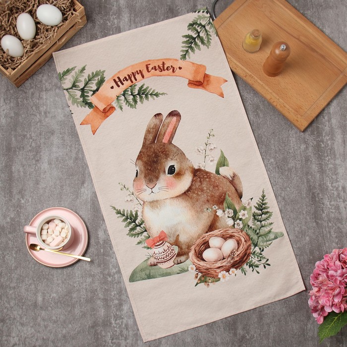 Полотенце Этель Happy Easter 40×73 см, 100% хлопок, саржа 190 г/м² - Фото 1