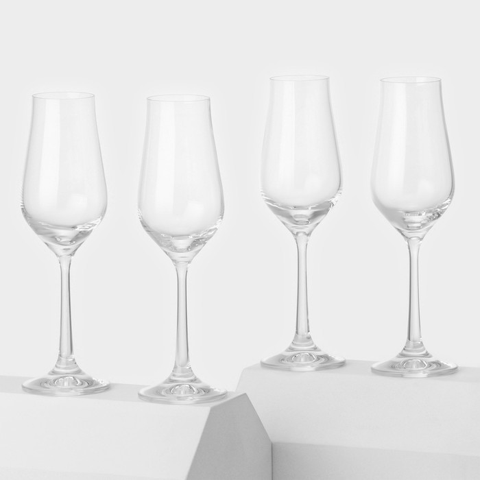Набор стеклянных бокалов для шампанского «Пралине», 100 мл, 4 шт - Фото 1