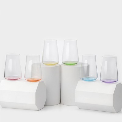 Набор стеклянных стаканов RAINBOW FRESH, 400 мл, декор, 6 штук