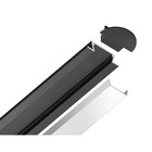 Профиль алюминиевый встраиваемый Ambrella Illumination Alum Profile, GP1001BK, 2000х6.8х21.5 мм, цвет чёрный, чёрный рассеиватель - Фото 3