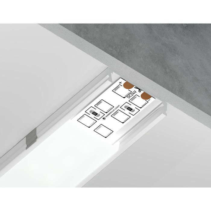 Профиль алюминиевый накладной Ambrella Illumination Alum Profile, GP1800WH, 2000х6х23.8 мм, цвет белый, матовый рассеиватель - Фото 1