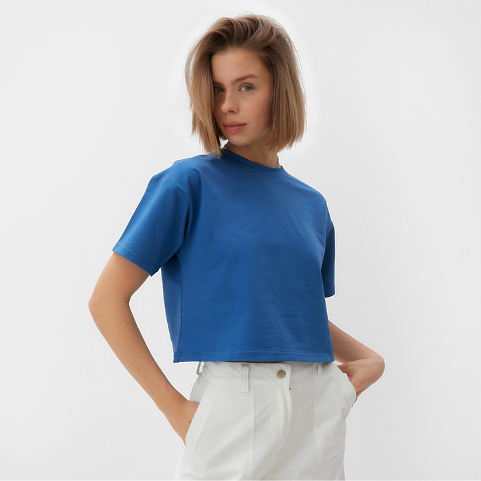 Футболка укороченная женская MINAKU OVERSIZE FIT: цвет электро, р-р 42