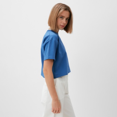 Футболка женская укороченная MINAKU OVERSIZE FIT, цвет электро, размер 46