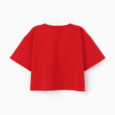 Футболка женская укороченная MINAKU OVERSIZE FIT, фуксия, размер 42