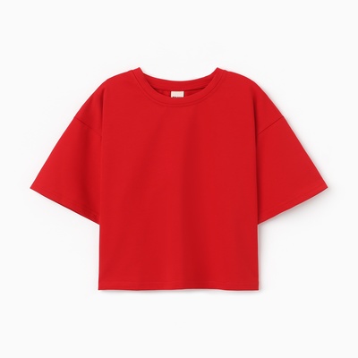 Футболка женская укороченная MINAKU OVERSIZE FIT, фуксия, размер 44
