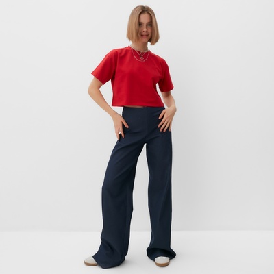 Футболка женская укороченная MINAKU OVERSIZE FIT, фуксия, размер 44