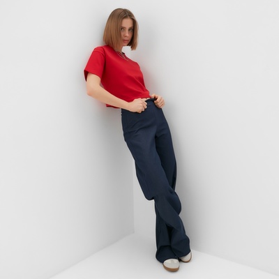 Футболка женская укороченная MINAKU OVERSIZE FIT, фуксия, размер 44