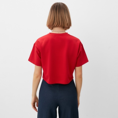 Футболка женская укороченная MINAKU OVERSIZE FIT, фуксия, размер 44