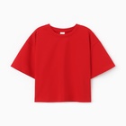 Футболка укороченная женская MINAKU OVERSIZE FIT: цвет фуксия, р-р 48 10362231 - фото 12353180