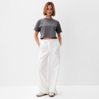 Футболка женская укороченная MINAKU OVERSIZE FIT, цвет графит, размер 42