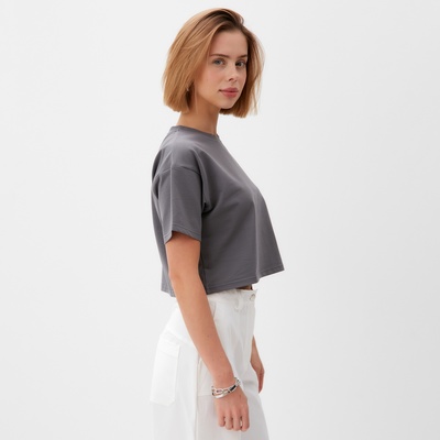 Футболка женская укороченная MINAKU OVERSIZE FIT, цвет графит, размер 42